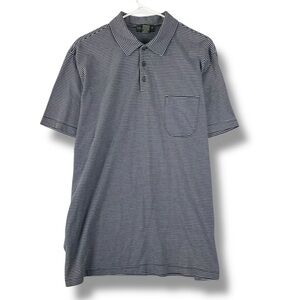 Banana Republic Polo Shirt Mens XL X Large Blue Striped Pima Cotton Short Sleeve